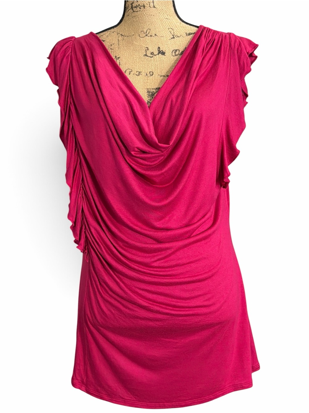 Banana Republic Draped Fuchsia Tunic Top EC. Size X-Large
